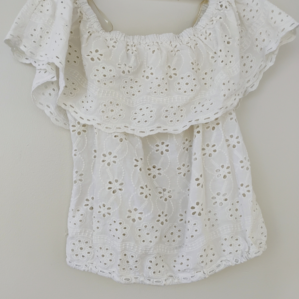White Eyelet Off-Shoulder Top